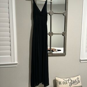 Textured black cotton Maxi Dress